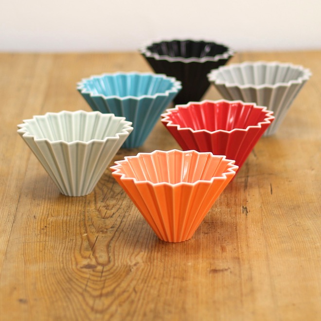 Origami Dripper Gruppenbild von 6 verschiedenen Farben